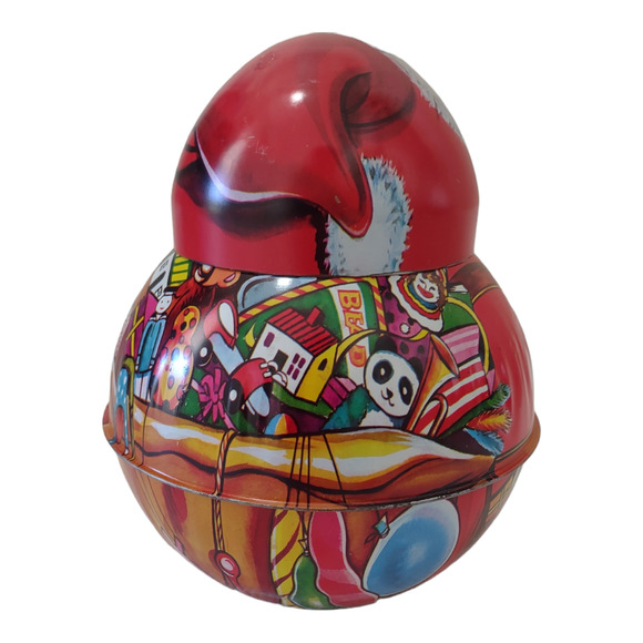Vintage Santa Claus Storage Tin Christmas Decor Container Holiday Decorations - Picture 3 of 7